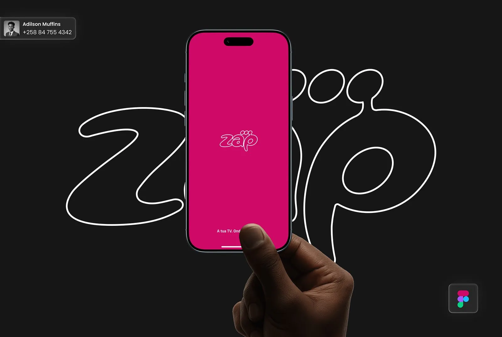 ZAP Play: ecrã de abertura com o lema “A tua TV. Onde estiveres.” sobre o logótipo ZAP em linha.
